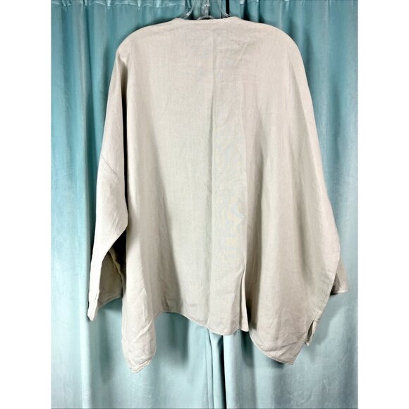 1 Eskandar Gray Linen boxy drape Button Down Tunic blouse - Picture 3 of 3